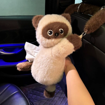 Car-Mounted Plush Tissue Holder, Car tissue box/set - siamese-cat-hanging-tissue-box-no-accessories