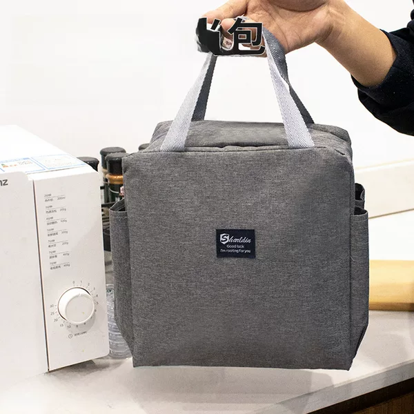 Cross-border Explosions Aluminum Foil Thickened Lunch Bag Double Pocket Lunch Bag Cationic Waterproof Insulation Lunch Box Bag