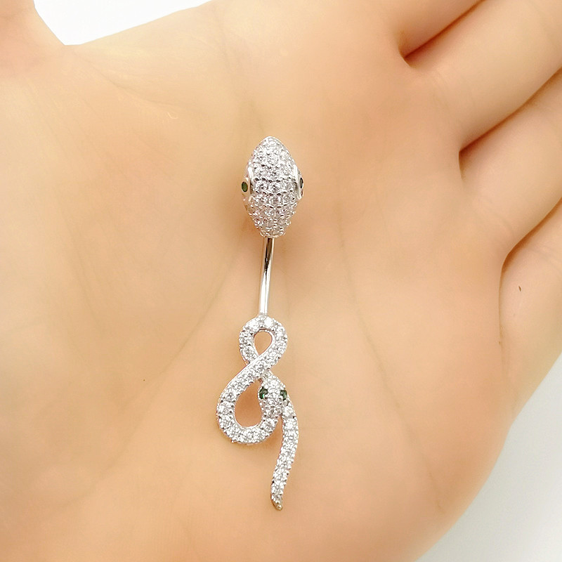 Fashion S925 Silver Ring, European Zodiac Diamond-studded Zircon Snake Navel Piercing, Wholesale From Cross-border Easy To Wear_voghion.com