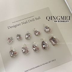 青昧水晶粉紫系列成品手工冰糖肥方堆堆钻 美甲钻球580-589
