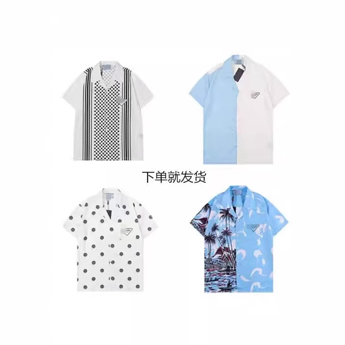 New Trendy Brand Flocked Pra Full-Print Da Velcro Pula Short-Sleeved Shirt Tops for Men and Women Half-Sleeved Shirts New Trendy Brand Flocked Pra Full-Print Da Velcro Pula Short-Sleeved Shirt Tops for Men and Women Half-Sleeved Shirts