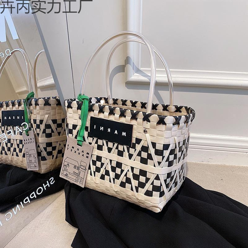 Spring Woven Handbag Shopping Bag Charity Vegetable Basket Vacation Wholesale Beach Bag Contrasting Color Large Capacity Special Price Spring Woven Handbag Shopping Bag Charity Vegetable Basket Vacation Wholesale Beach Bag Contrasting Color Large Capacity Special Price