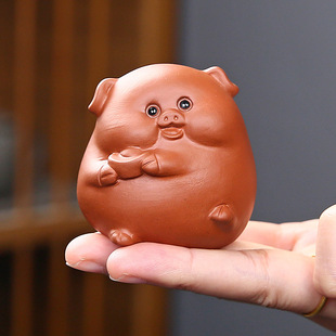 Cute little Fu pig purple sand tea pet decoration boutique nourishing Lucky Tea play tea insect tea tray tea table tea set accessories