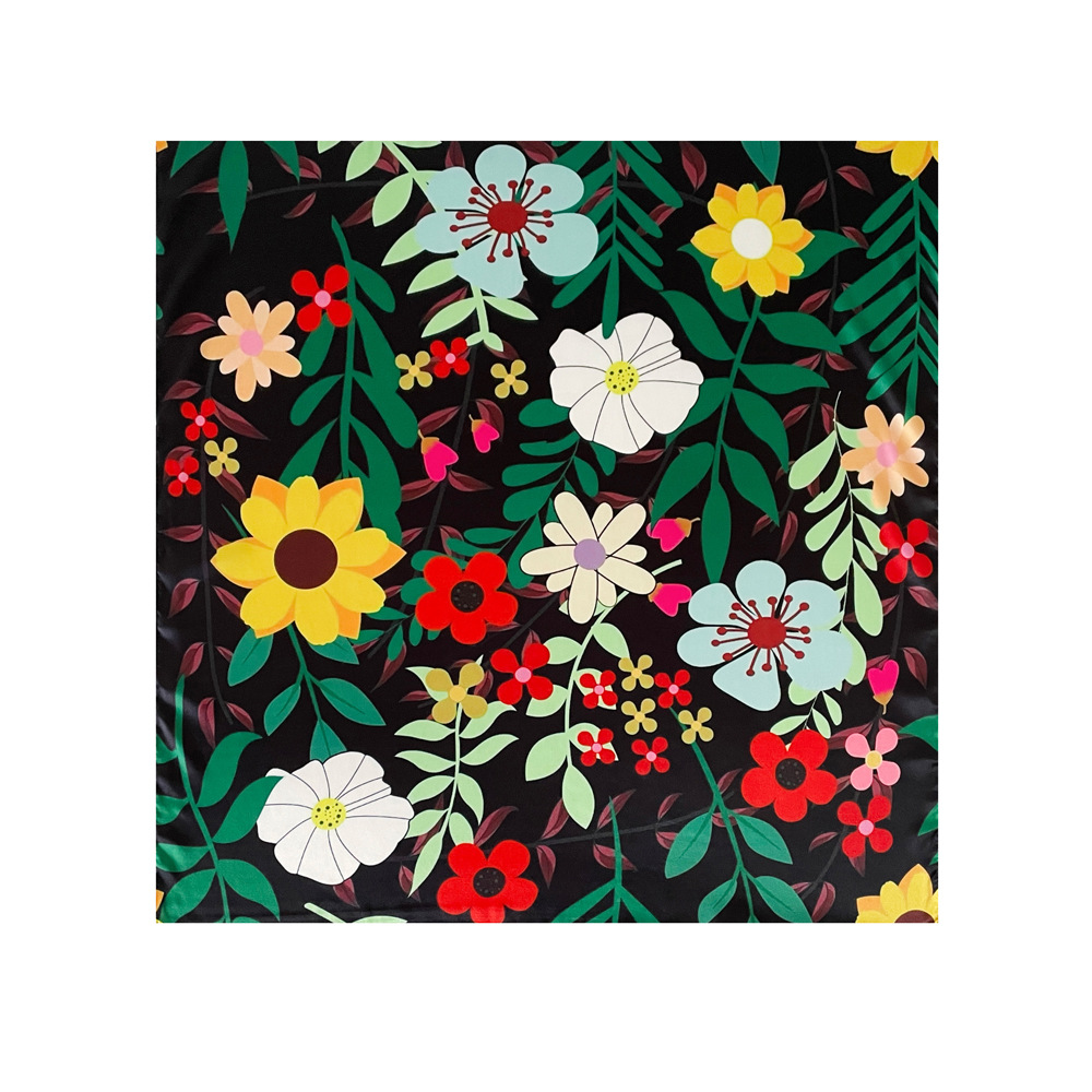Femmes Élégant Style Vintage Bloc De Couleur Fleur Polyester Écharpe En Soie display picture 31
