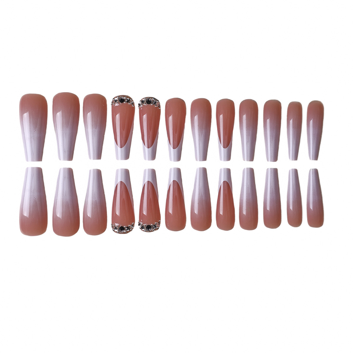 Fuente de fábrica directa transfronteriza Europa y los Estados Unidos punto de perforación de uñas rosado desgaste de manicure de alta calidad parche de manicure francés