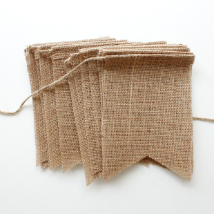 Cross-Border European and American Wedding Birthday Party Decoration Supplies Retro Swallowtail Hanging Flag Hanging Strip DIY Blank Burlap Flag