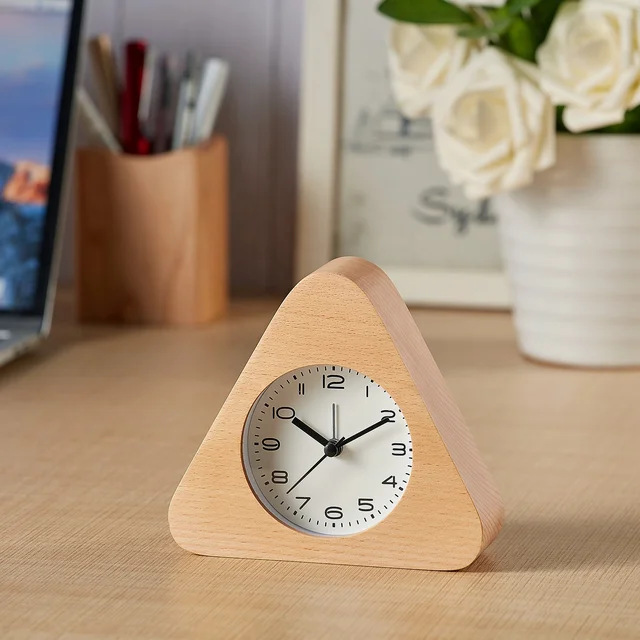 Factory creative solid wood bedside alarm clock wooden lazy clock log mute wooden clock desktop desk clock cross-border desk clock