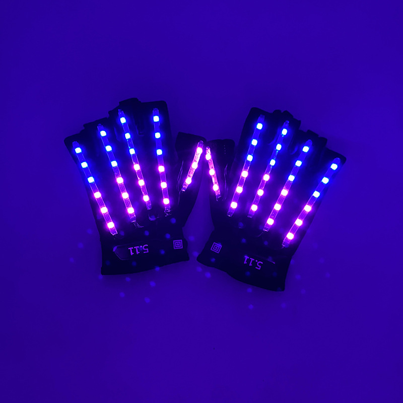 #547 5V多功能-led金刚狼手套(充电款)-七彩流水款