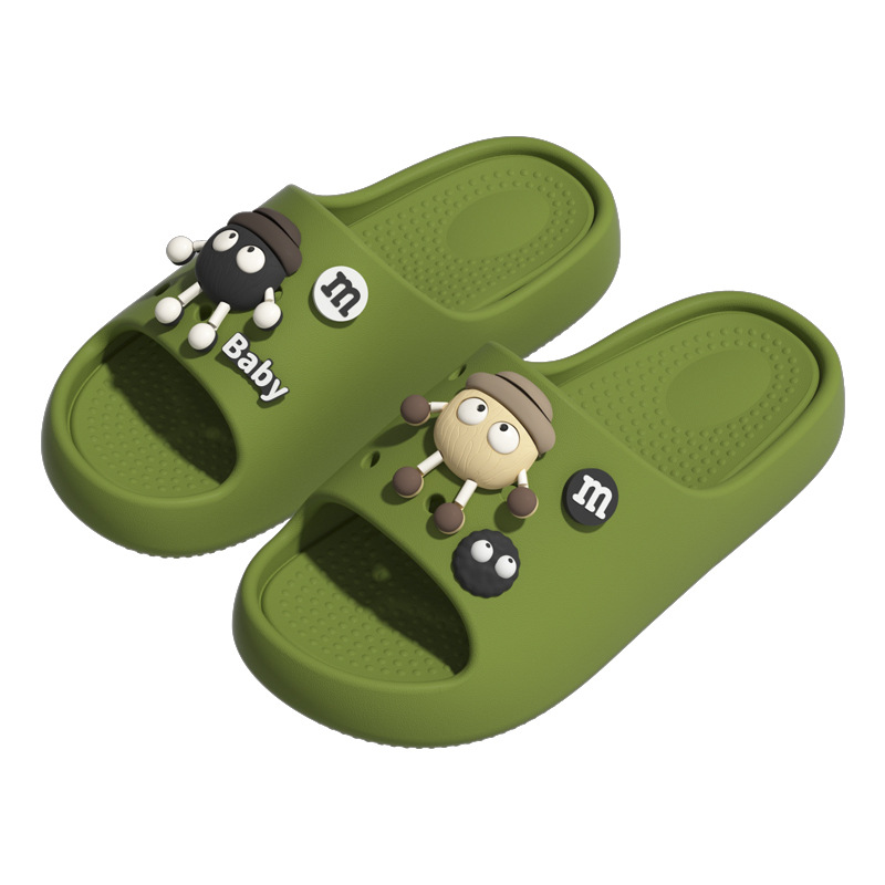 Zapatillas para niños niña 2025 nuevo estilo interior hogar verano dibujos animados briquetas suela gruesa sandalias y pantuflas para niños