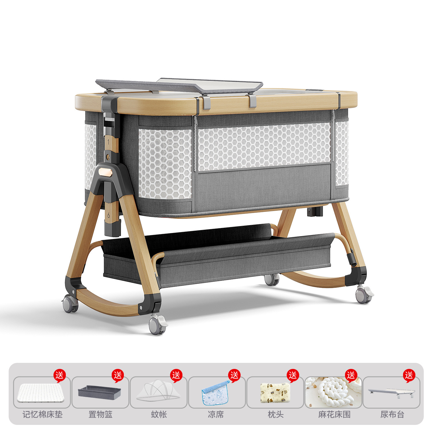 Cama de bebé móvil portátil cuna cama plegable multifuncional BB cama para recién nacidos empalme cama grande