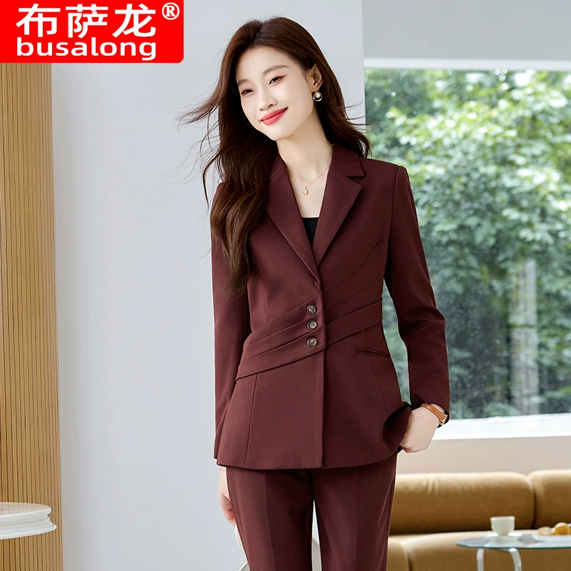 Новый женский профессиональный костюм с длинными рукавами и брюки busalong, деловой костюм, рабочая одежда для женщин 6672