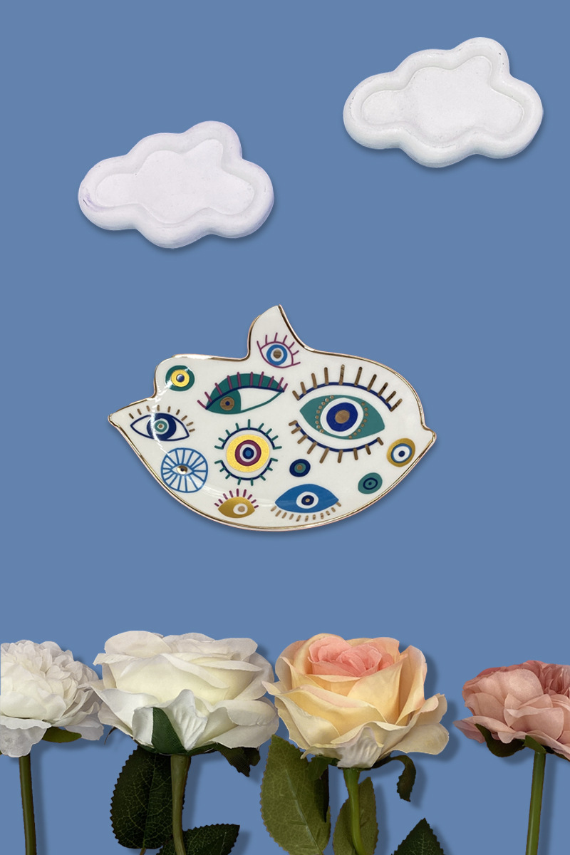 140g Weight tray Storage & Cleaning 1 Piece Quantity Holiday, Indoor Occasion ceramics Material Devil's Eye Pattern Simple Style, Classic Style Style Simple Style Classic Style Devil's Eye Ceramics Tray Artificial Decorations 7