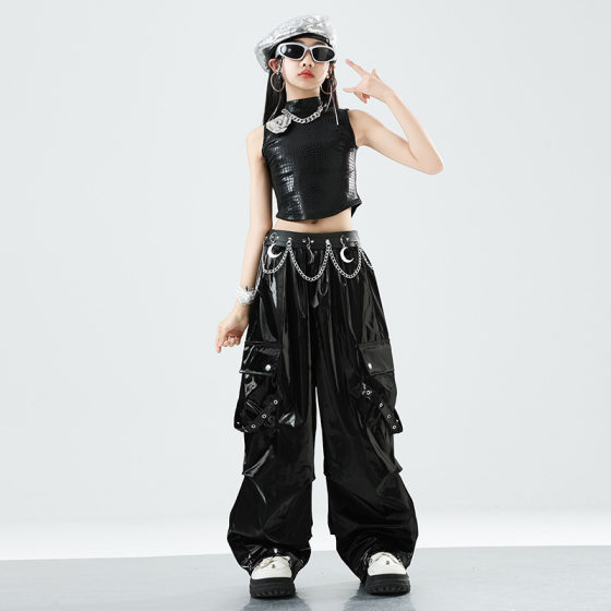 Girls' Jazz Dance Costume Children's Jazz Navel Street Dance Costume Girls' Hip Hop Dance Practice Costume suit Fashion