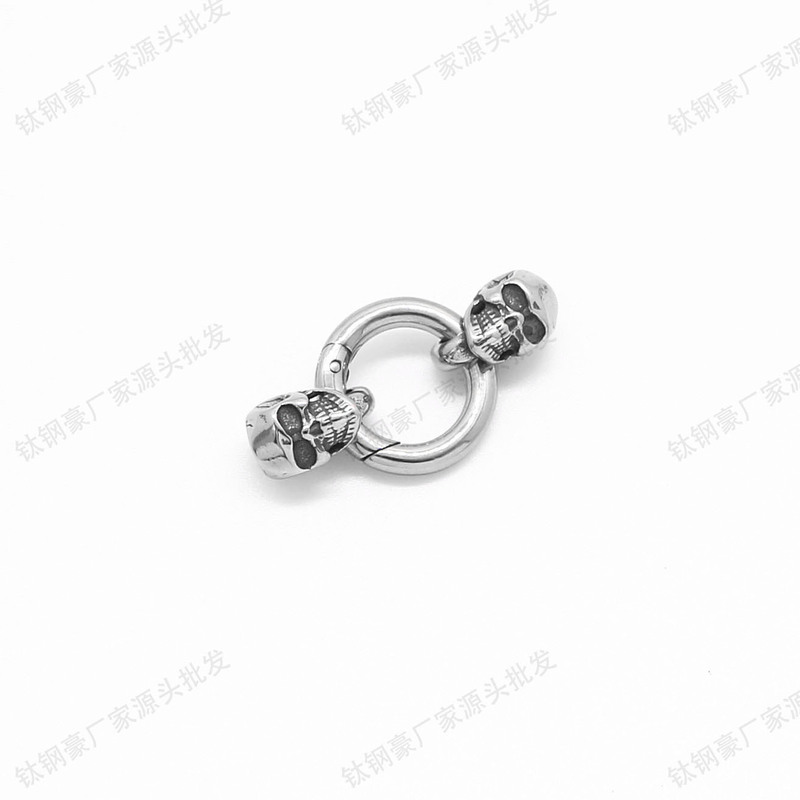 316 Stainless Steel Bracelet Spring Buckle Ghost Head Design DIY Leather Rope Titanium Steel Skull Jewelry Buckle Accessories Factory Wholesale