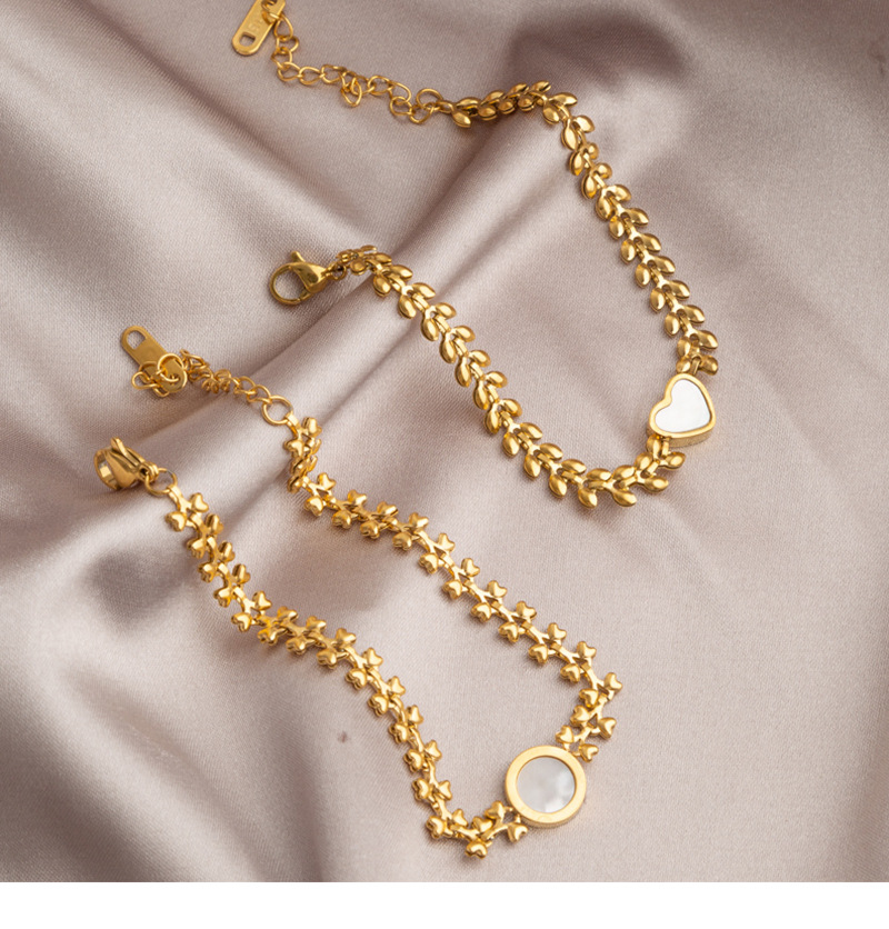 Lady Heart Shape Titanium Steel Plating Shell Bracelets 1 Piece