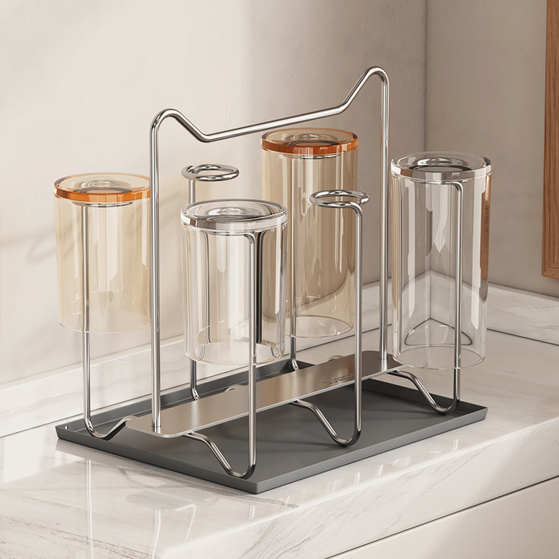 304 stainless steel cup holder, water cup rack, shelf glass cup holder, high-end creative drip tray, teacup stand, upside-down design