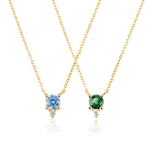 S925纯银长线绿石蓝石吊件项链 经典Ins欧美亚马逊爆款速卖通珠宝