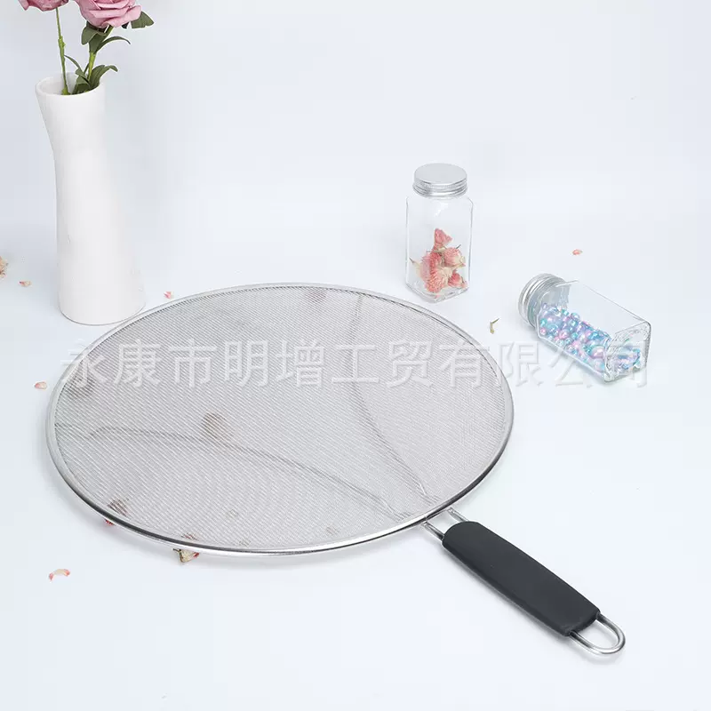 不锈钢硅胶柄三角防爆盖 遮油盖 挡油网 防油网罩油隔可滤水锅盖