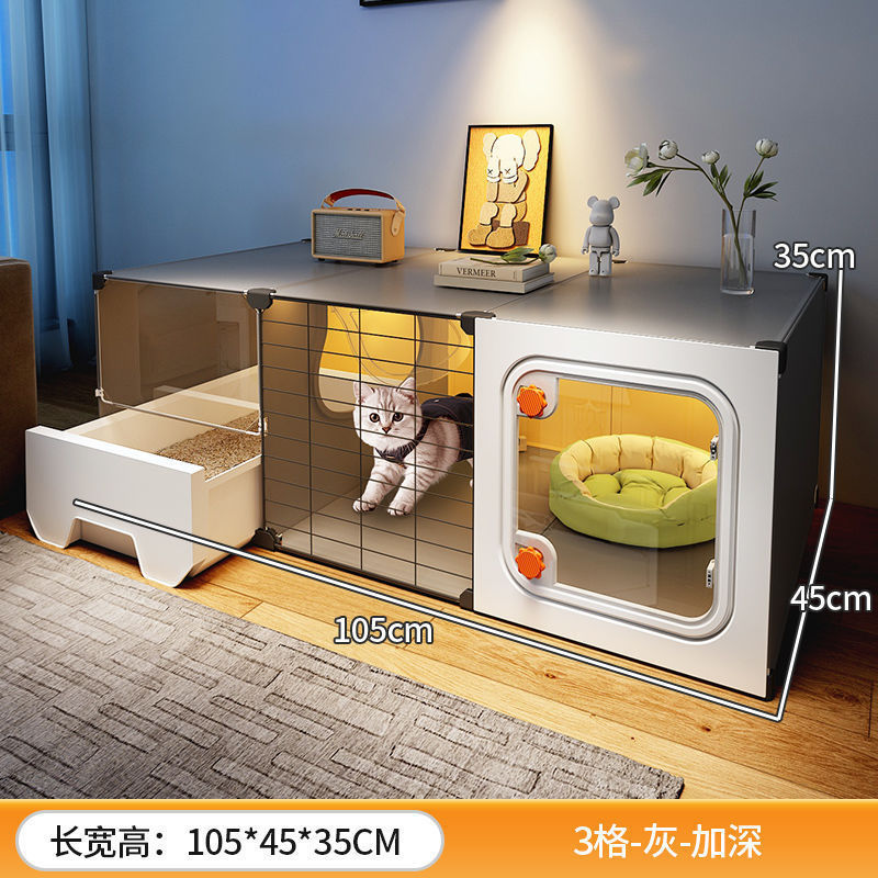 場所をとらない猫ケージ、家庭用屋内小型猫ヴィラ、1ベッドルーム、1リビングルーム、1バスルーム、猫の巣、猫トイレが一体化|undefined