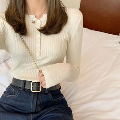 套头长袖针织衫女秋冬韩版修身显瘦ins内搭上衣简约百搭打底衫潮