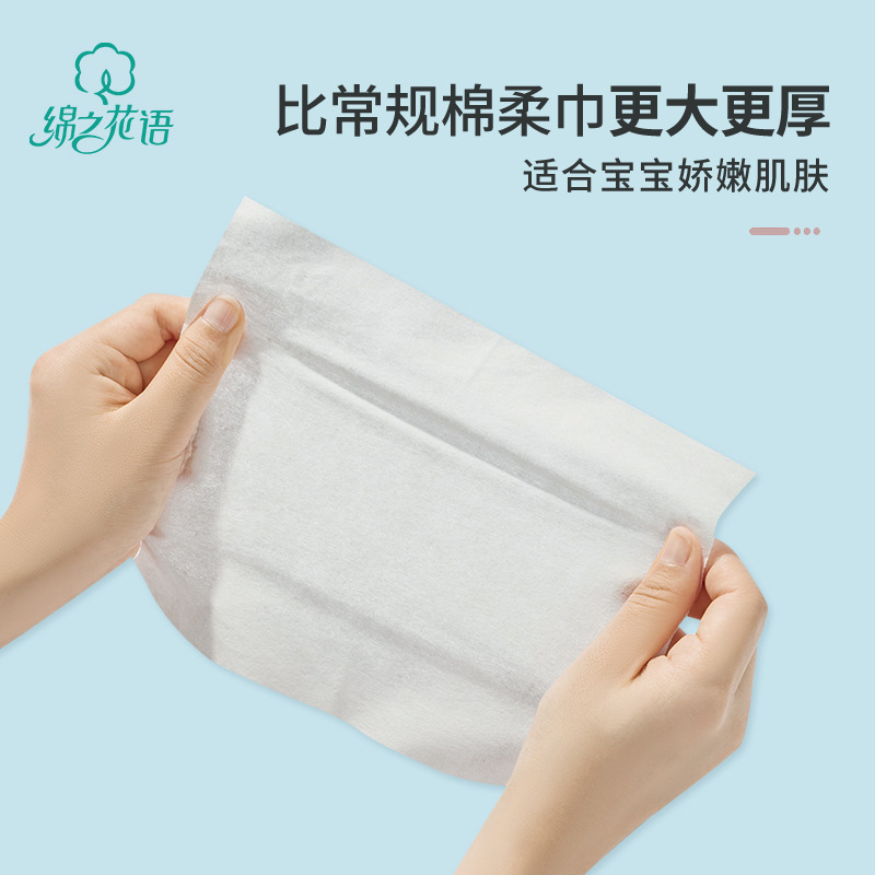 Cotton Blossom 80-Count Baby Soft Wipes: All-Cotton, Extra-Large, Thickened, Disposable Face Cleansing Towels – Pull-Out Style