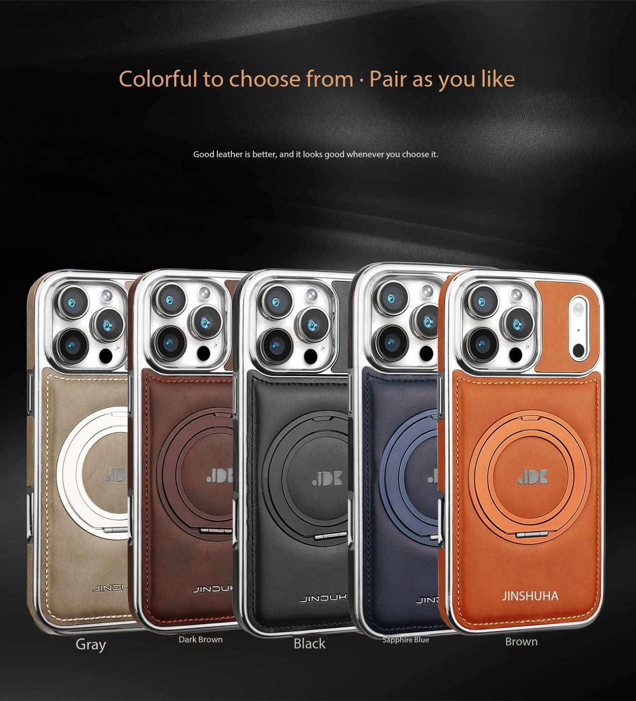 Ốp lưng từ tính xoay 360 độ cho iPhone 17 Pro Max, iPhone 17/16, chống sốc viền dày — Màu đen, Màu xanh lam, Nâu thanh lịch, Nâu mocha chi tiết 1