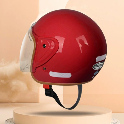 3c certification new national standard helmet electric car women's winter motorcycle safety helmet men's four seasons universal battery car half helmet (Motosiklet kaskı (dəbilqə)) - deep-red