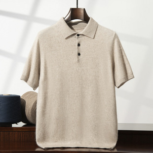 Lapel Mountain Cashmere Sweater Men's Half-sleeved Knitted Sweater POLO Collar Business Casual Short-sleeved Loose All-match Bottoming Top