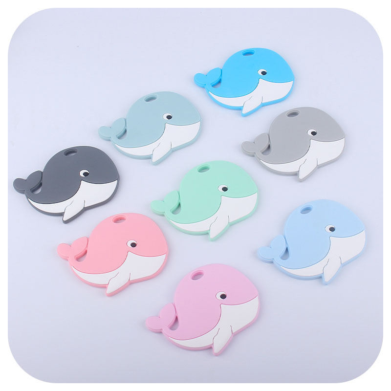 Amazon nuevo bebé suministros de dibujos animados animal ballena mordedura pegamento bebé creativo teether stick juguete