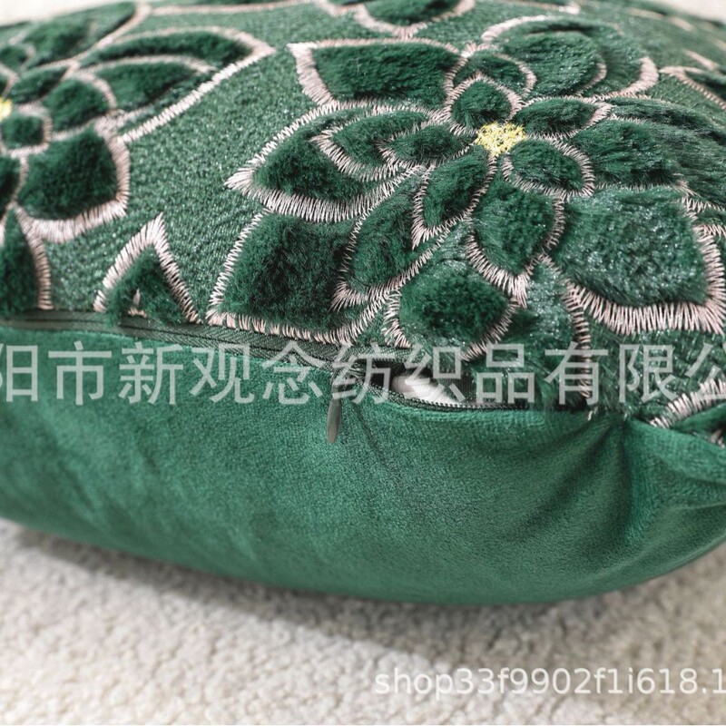 跨境新款圣诞节刺绣抱枕套花朵毛绒床头靠垫客厅装饰圣诞派对装饰|undefined