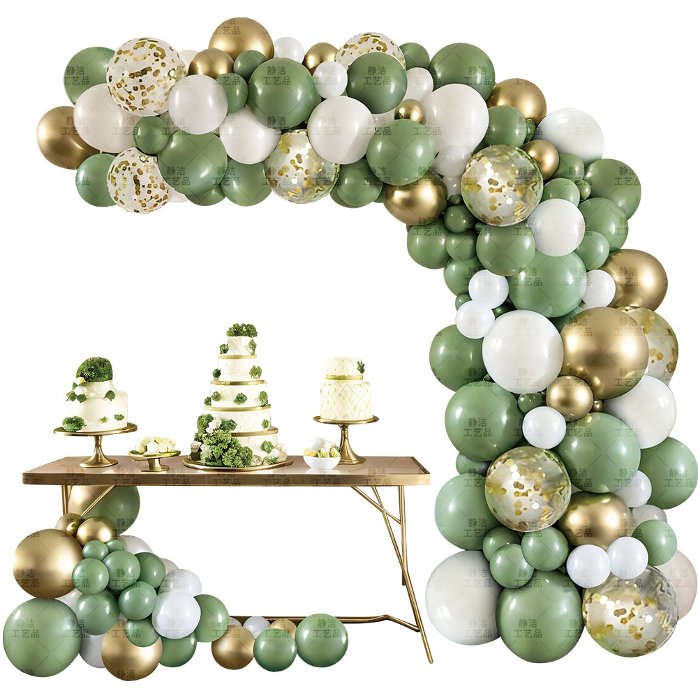 Retro frijol verde arco modelado cadena de globos tienda de aniversario de fiesta de cumpleaños diseño de decoración paquete