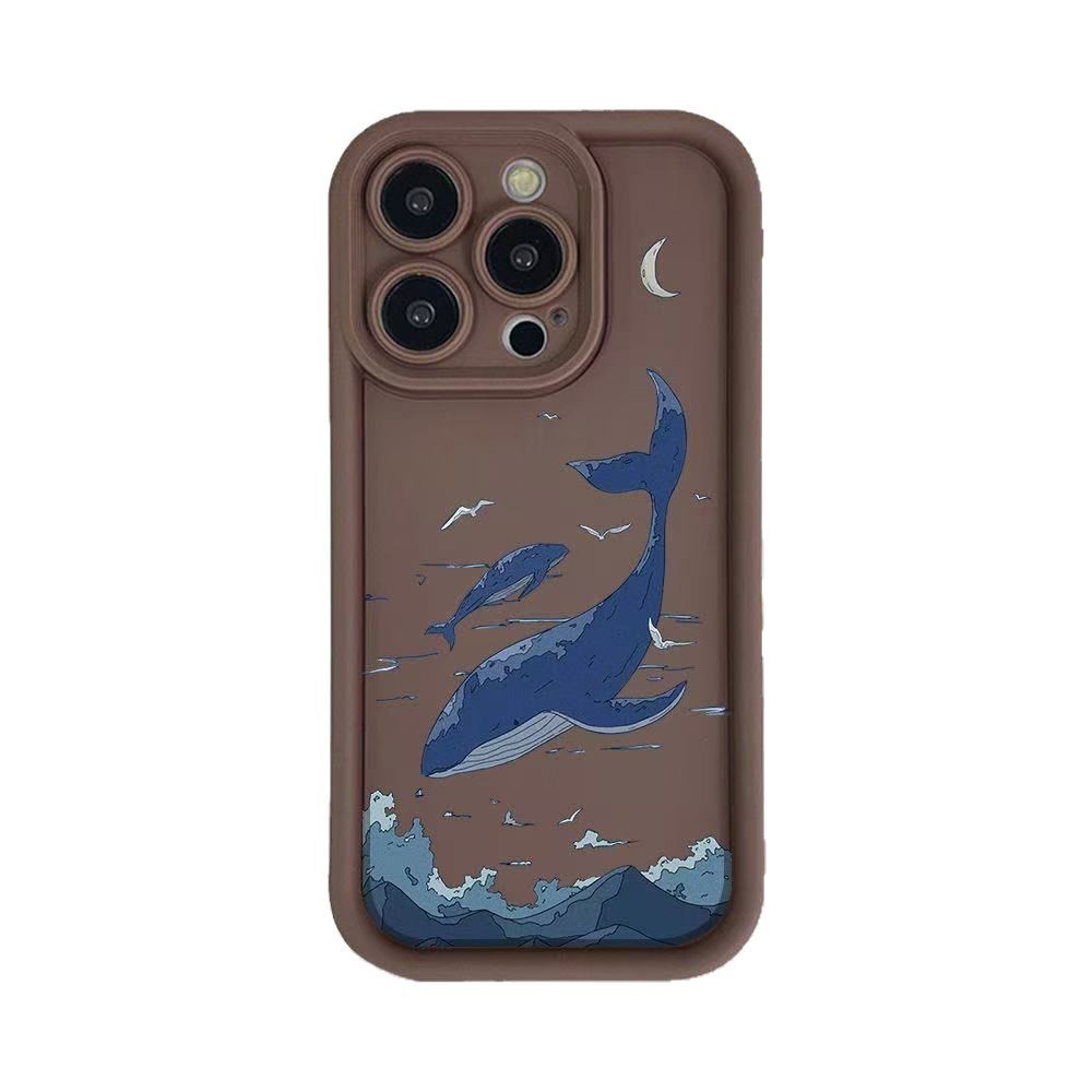 Sky Blue Whale para iPhone 16pro funda para teléfono móvil Apple 15 anti-caída 14 Europa y América 13promax nuevo 12x