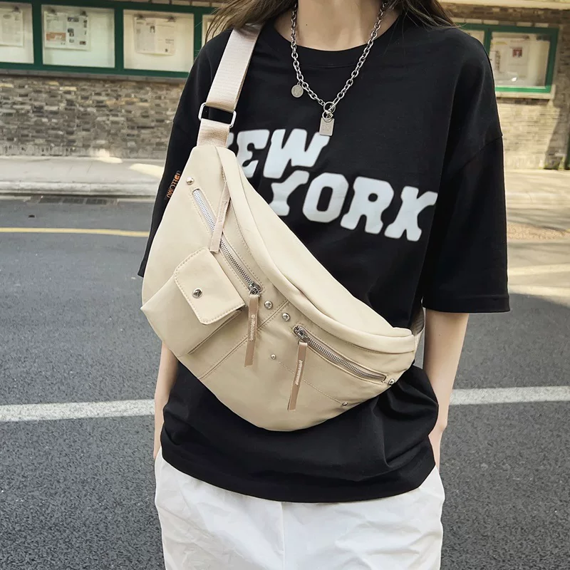 Неоновый цветной nylon наплечная сумка, японская грудная сумка на пояс для отдыха, сумка на пояс для мужчин и женщин для учеников начальной школы