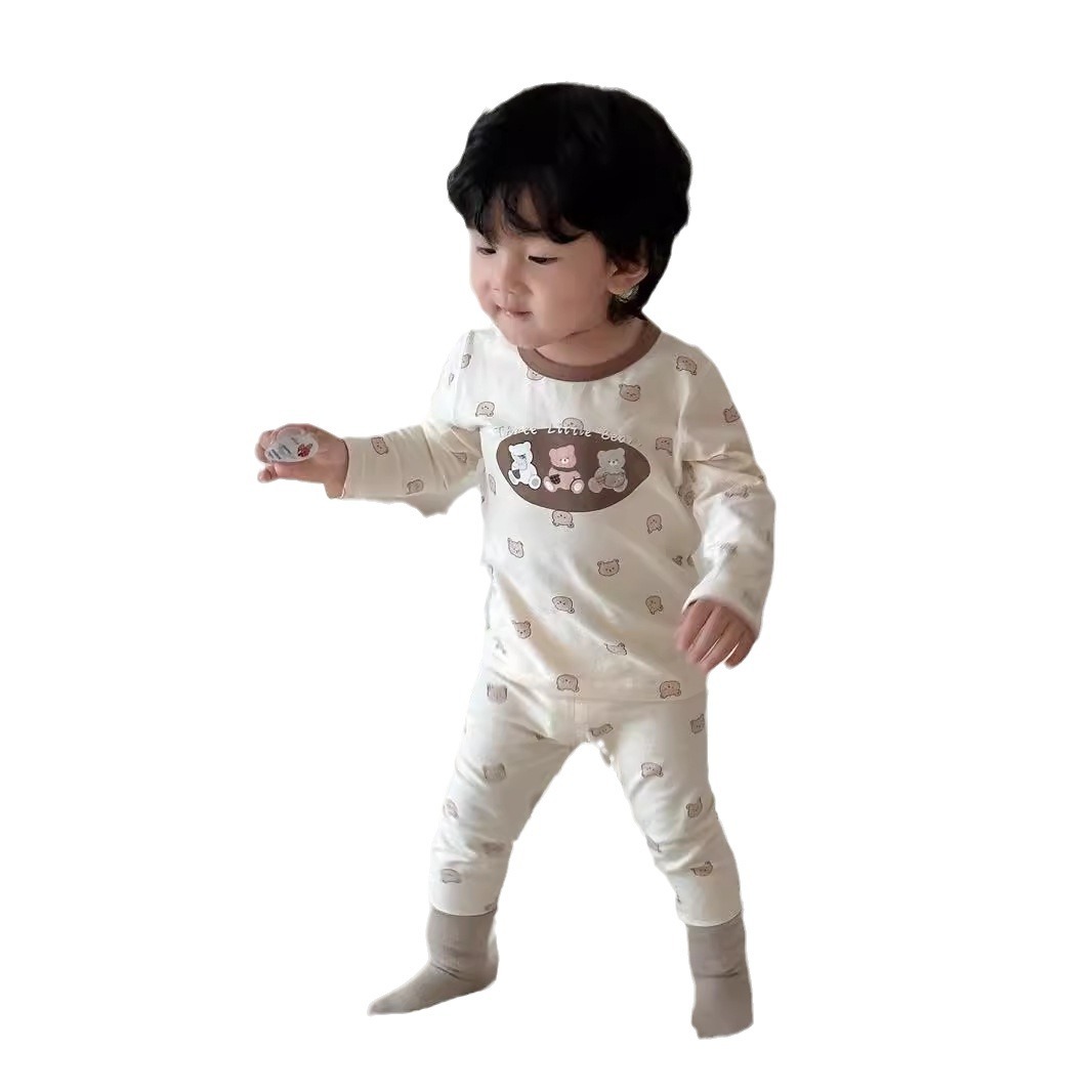 Hombres y niñas ropa de casa set de otoño ropa infantil coreana pijama infantil otoño bebé casa dos piezas set de otoño