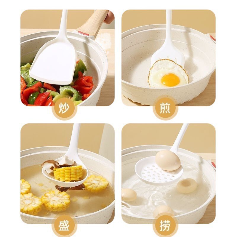 食品級シリカゲル鍋シャベルは鍋専用家庭用調理器具の高温炒め物シャベルスプーンのスプーンセットにくっつかない|undefined