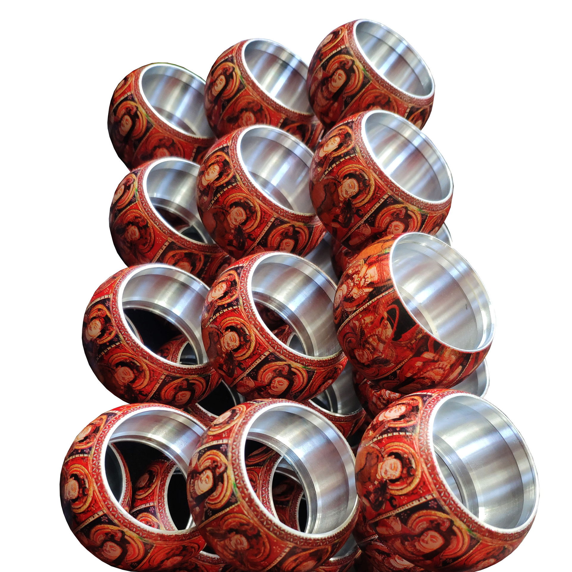 五金圆环UV印刷加工圆弧形3D浮雕凸版油墨360度满版彩绘喷墨打印