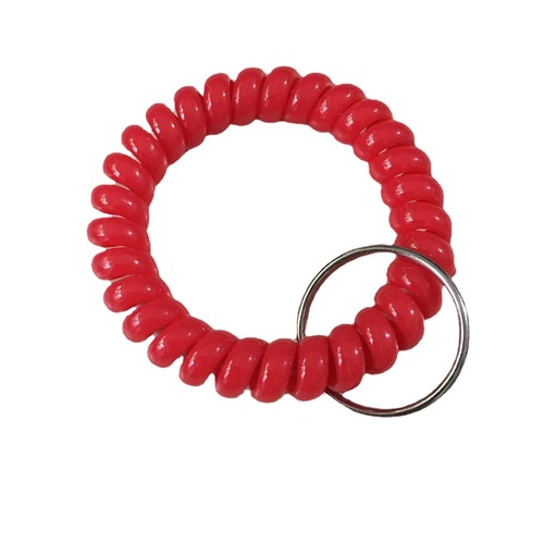 Plastic spring bracelet, solid color large wide mouth bracelet, telephone line key ring, number plate storage bracelet