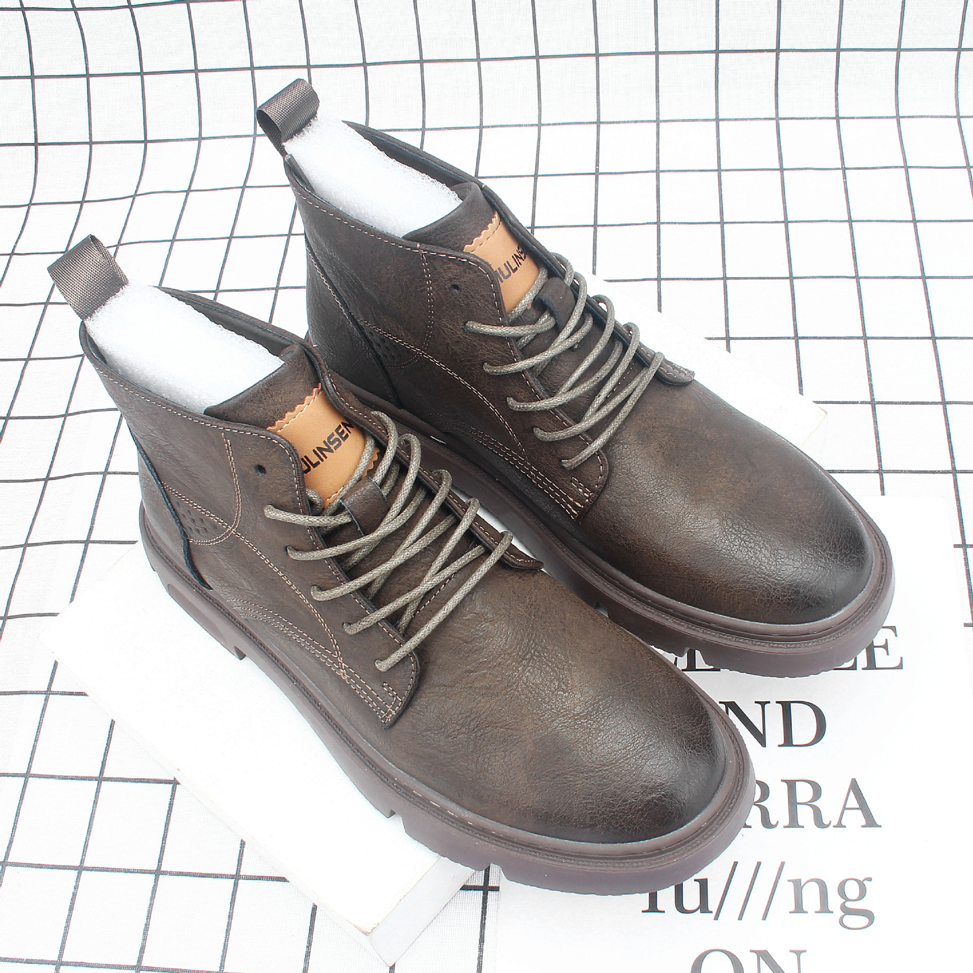 �ﶬ��װѥ2022�¿�Ӣ����ʿ����ѥ��������ϵ���߰�ԲͷƤѥ391