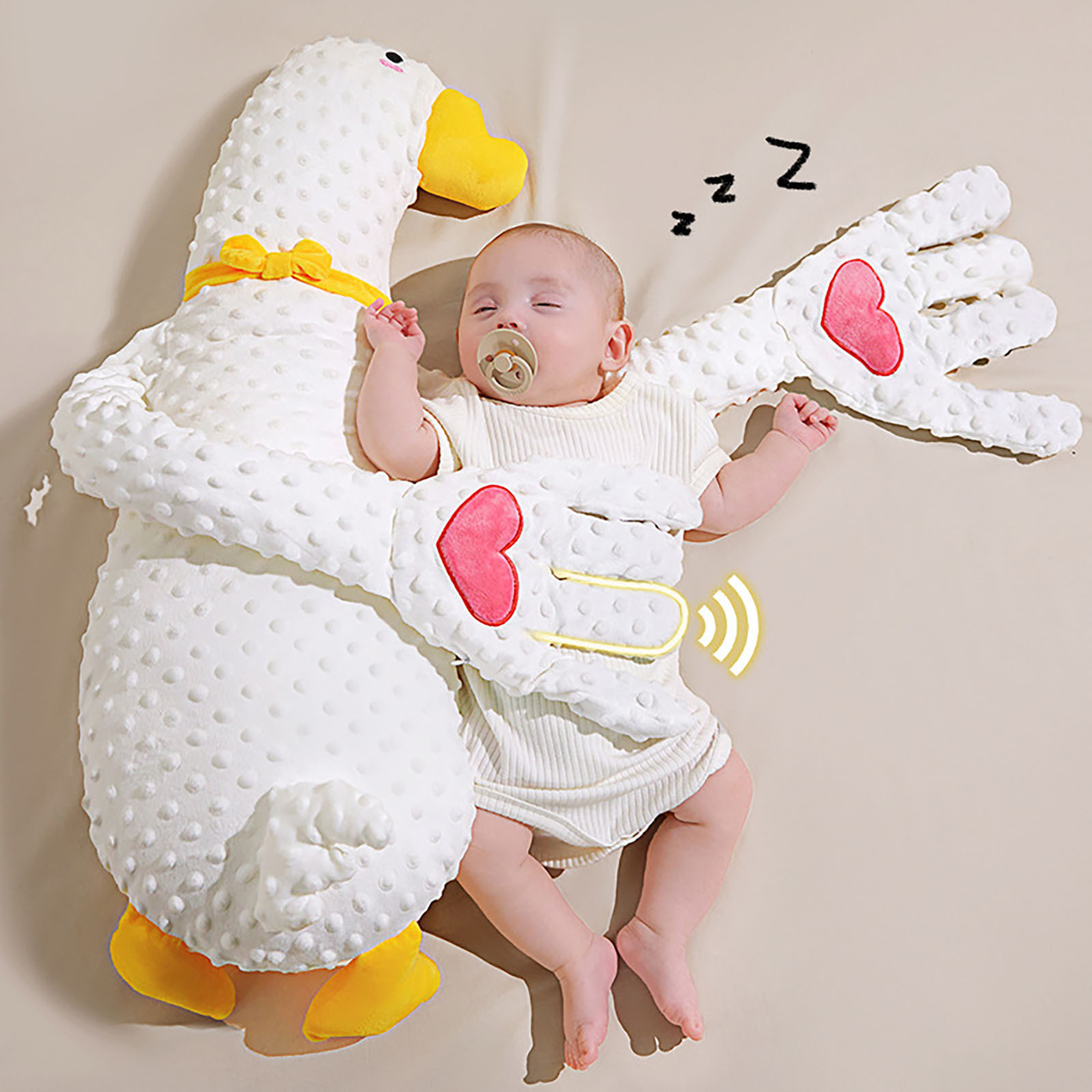 [patable nursery rhyme style] beanie velvet - crooked neck big white goose - palm love [7a antibacterial hot compress to warm the belly, sleep with both hands]