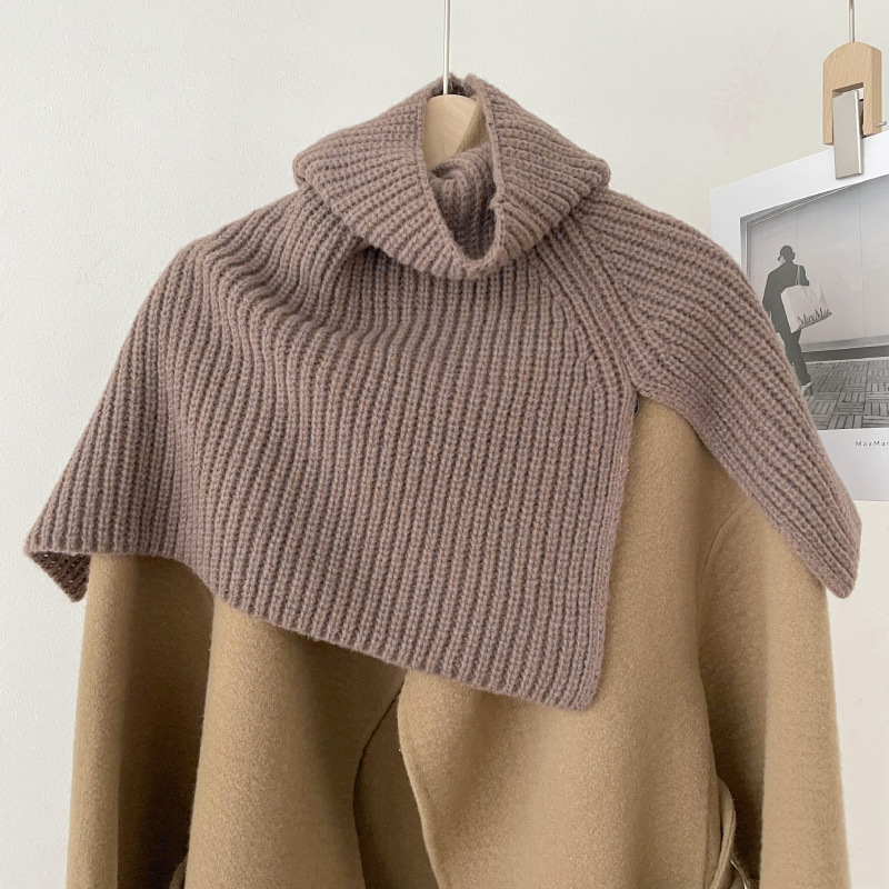 Otoño y invierno coreano de color sólido abrigado chaqueta caliente turban de cuello alto suéter de bifurcación abrigado chaleco de lana de punto chaqueta