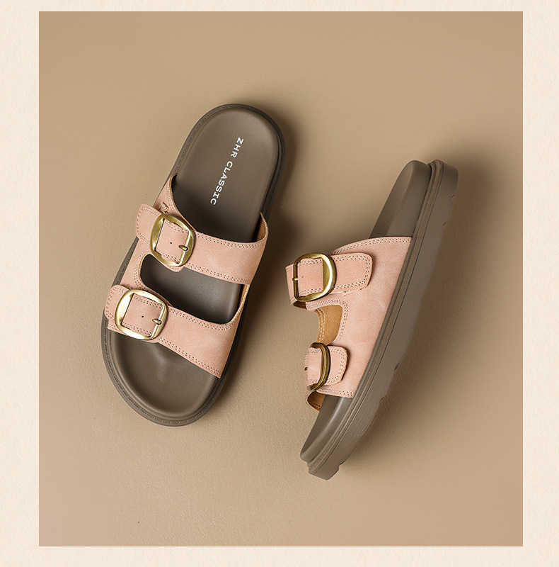 Dép sandal nữ xỏ ngón đế bệt kiểu Birkenstock — AY352 Xanh dương chi tiết 30