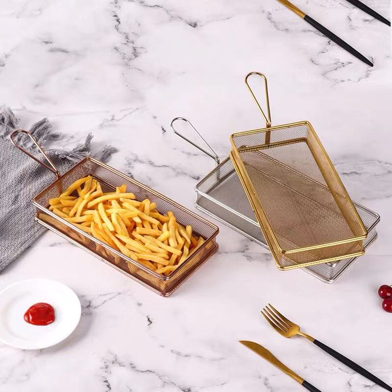 304 stainless steel potato basket fried chicken snack basket milk tea shop snack basket hotel snack frame fried food container 4