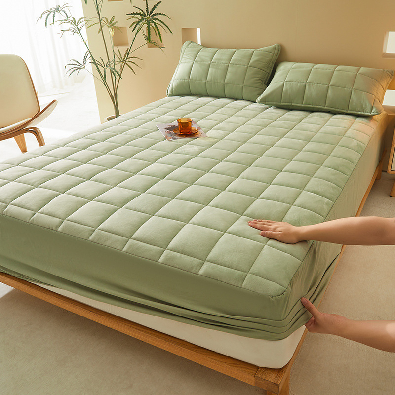 2024 nuevo estilo suave y agradable para la piel de algodón de doble cara cubierta de cama a prueba de polvo cubierta protectora de colchón acolchado con todo incluido cuatro estaciones