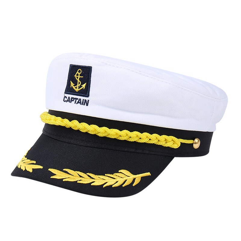 Crew Cross-Border Flat Hat White Embroidered Navy Hat European and American Sexy Fashion Party Sailor Performance Hat P7 Crew Cross-Border Flat Hat White Embroidered Navy Hat European and American Sexy Fashion Party Sailor Performance Hat P7