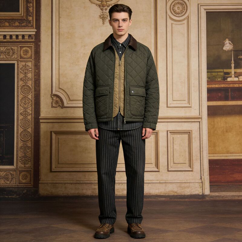 Zhang Songwen Same OKONKWO Corduroy Dom Quilted Jacket Jacket Jacket Rhombic Cotton-padded Clothes Cotton-padded Jacket liddesdale