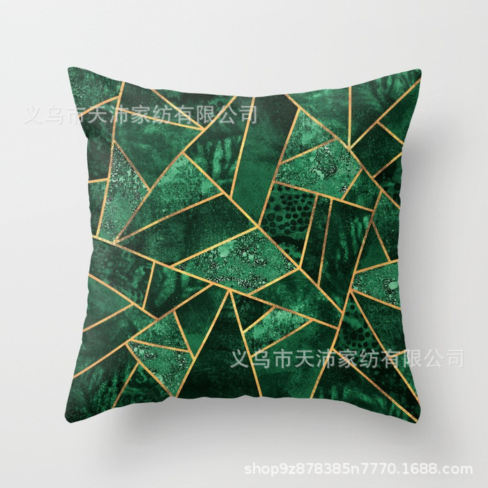 Funda de almohada personalizada con logotipo corporativo, funda de cojín geométrica de Amazon, terciopelo piel de melocotón, cojín para sofá de sala de estar, moderno y minimalista