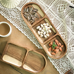 Lychee sea acacia wood snack plate wooden home ktv hotel tableware wholesale dried fruit snack divided snack plate