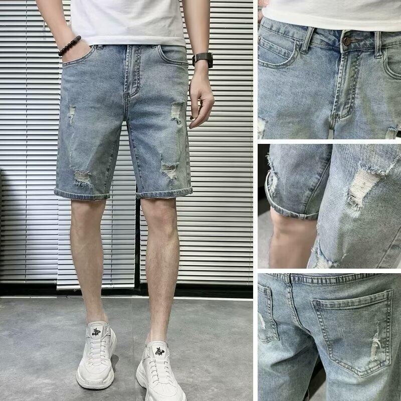 Men's Denim Shorts 2025 Summer Loose Retro Trendy Casual Mid-Length Shorts Summer Fashion Versatile Five-Point Shorts
