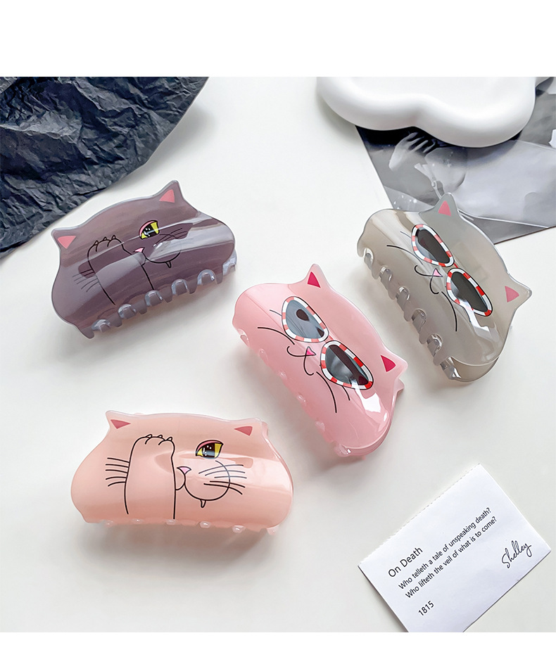 50g Weight Hair Clip, Hair Claws Hair Accessories Type Cute Women'S Cartoon Cat Horse Plastic Hair Clip Hair Claws