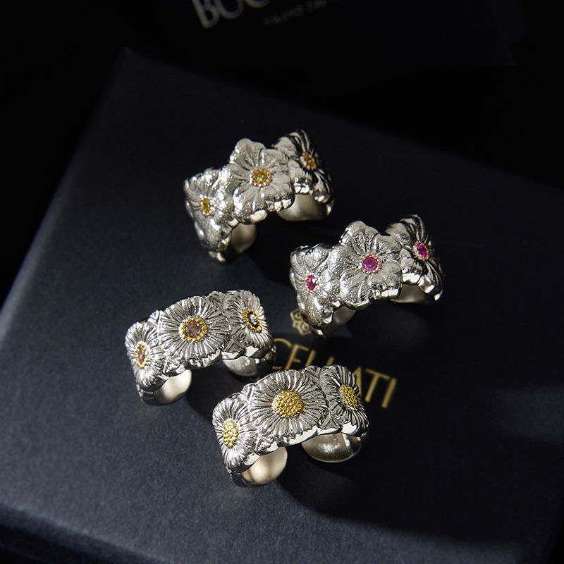 2023 Italian Bujia G-Dragon Style Daisy Gardenia Ring Eternal Series Artistic Retro 2023 Italian Bujia G-Dragon Style Daisy Gardenia Ring Eternal Series Artistic Retro